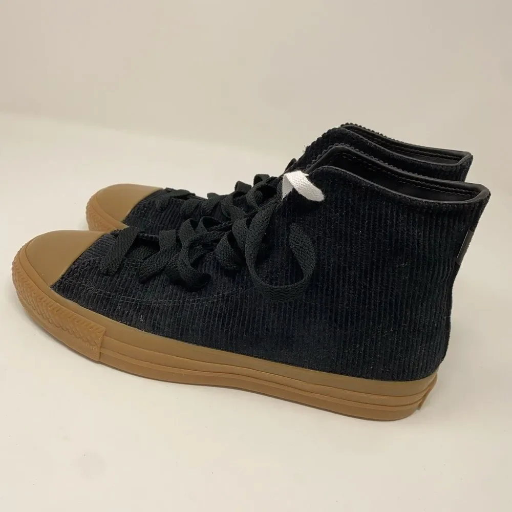 Converse Black Corduroy High Top Sneakers with Gum Sole